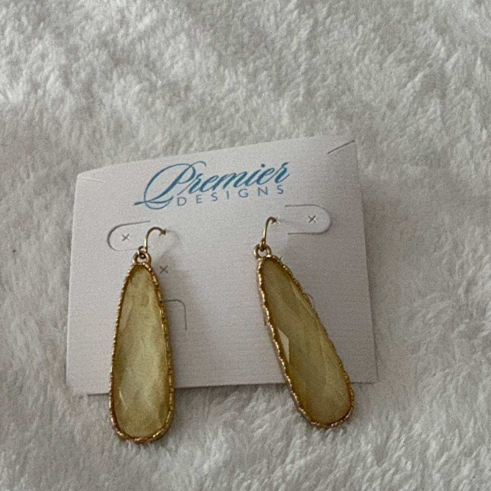 Premier Designs Gold and Cream Drop Earrings